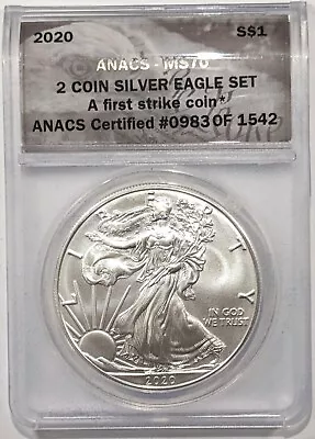 2020 American Silver Eagle ANACS MS 70 - 983 Of 1542 • $43.95