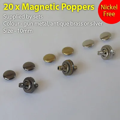£6.50 • Buy 20 Magnetic Popper, Snap Fastener Stud Clothing Bags Sewing, Nickel Free 10mm