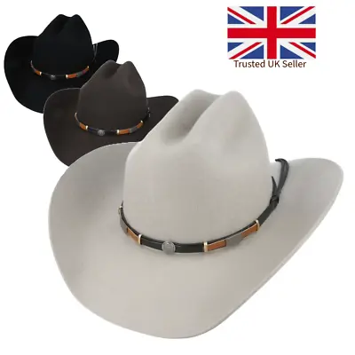 Western Cowboy Hat Classic American Style Wool Vintage Cowboy Hat UK • £39.99