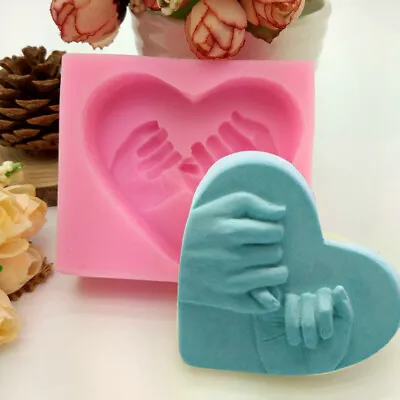 Love Heart Shaped Finger Silicone Soap Mould Valentine Cake Candy Chocolate Mold • £3.89