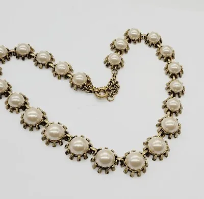 J. Crew Statement BRULEE Necklace Fax Pearl Gold Tone 21 In • $21.37