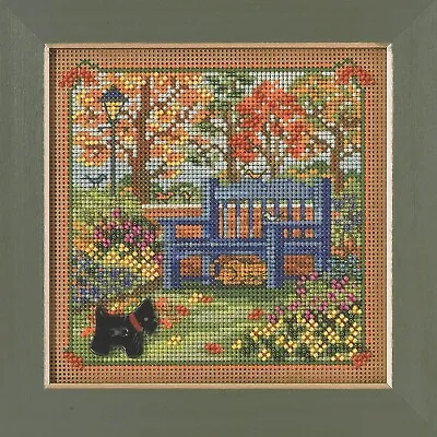 MILL HILL Buttons Beads Kit Counted Cross Stitch AUTUMN BENCH MH14-2223 • $11.75