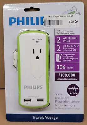 Philips Power Multiplier Mini Portable Travel Surge Protector With Dual USB • $10