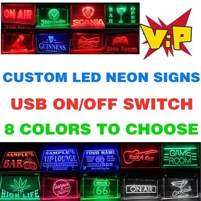 LED Custom Bar Sign Personalised Own Design Neon Home Light Up Pub Shop Logo  • $22.99