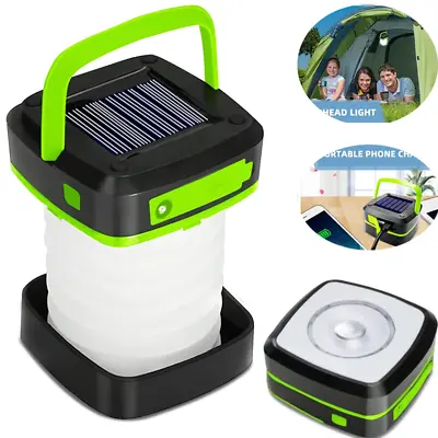 $21.90 • Buy Solar Powered USB Rechargeable Camping Lantern Lights LED Flashlight Tent Lamp