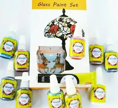 £8.99 • Buy Glass Paints Transparent Stained Glass Water Based With Outliner Leaded Effect