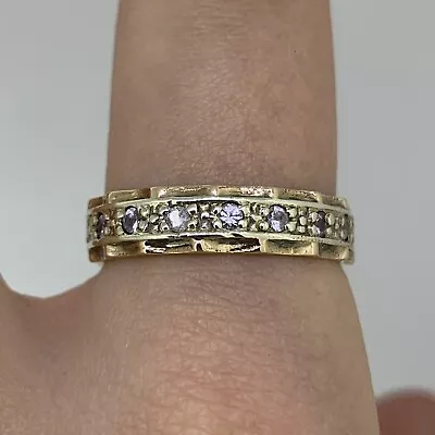 Vintage White Topaz Full Eternity Ring 9ct 9K Yellow Gold - Size Q • £135