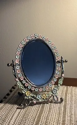 Vanity Table/Dresser Mirror With Pastel Floral Design • $19