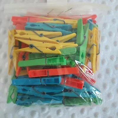 Vintage Lot Plastic Clothespins Clothes Pins Midcentury Modern Colors MCM Clips • $24.98