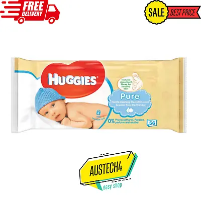 $7.90 • Buy New  56 PACK OF HUGGIES PURE BABY WIPES New Moisture Look