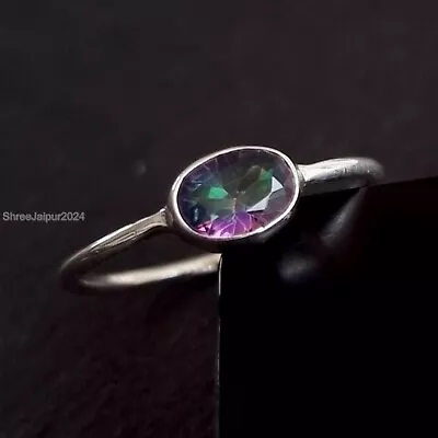 Mystic Topaz Ring 925 Sterling Silver Band Women Handmade Jewelry All Size  SJ59 • $12.99