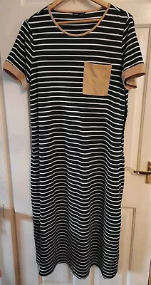 Womans Long Maternity Pregnancy Dress Striped Size L • £12