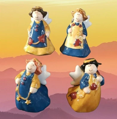 $14.95 • Buy Vtg Lot 4 Angels Salt And Pepper Shakers Adorable Glaze Christmas