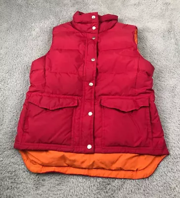 J Crew Vest Womens M Red Down Insulated Snap Up Sleeveless Puffer • $19.88