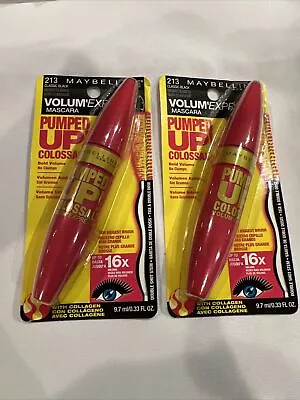 LOT OF 2-MAYBELLINE PUMPED UP! COLOSSAL MASCARA 213 CLASSIC BLACK New Carded  • $15