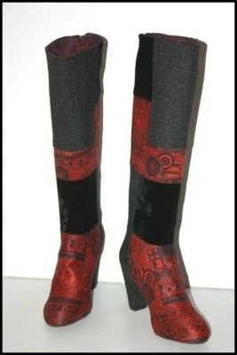 £114.61 • Buy Desigual Boots Heels Textile Embroidered Colorful Lined Textile T 40 Mint