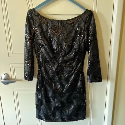 Elle Zeitoune Black Sequin Mini Dress • $90