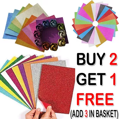 A4 Glitter Card Coloured Cardstock Premium Quality Low Shed 250gsm Crafts Mixed • £6.99