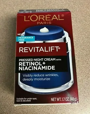 L'OREAL PARiS Revitalift Pressed Night Cream W/ Retinol + Niacinamide 1.7 Oz NEW • $14.99