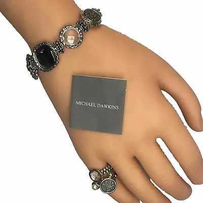 Michael Dawkins Sterling Silver & Gemstone Toggle Bracelet & Ring (4.5) Set 925 • $60