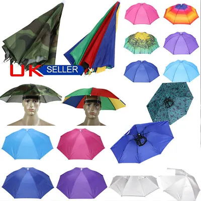 Kids Adult Head Umbrella Anti-Rain Outdoor Travel Fishing Anti-Sun Umbrellas Hat • £6.69