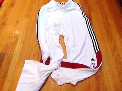 Adidas Nba Authentic Miami Heat White On Court Pants Button Down Size 2xl • $34.99