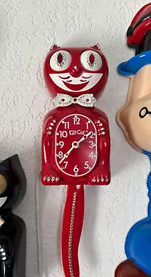 RESTORED RED W/ Logo Jeweled Vintage Electric Kit Cat Klock Kat Clock 80’s • $300