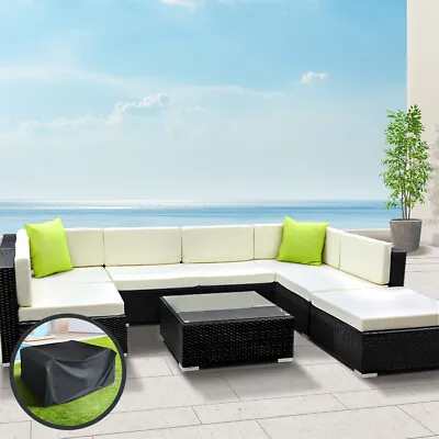$1137.95 • Buy Patio Garden Lounge Set Outdoor Wicker Furniture Setting W/ Storage Cover 8PCS