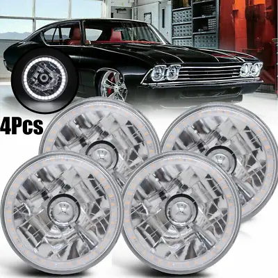 4PCS 5-3/4  5.75   LED Headlights White Halo Lamps For Chevy Chevelle Impala GMC • $51.14