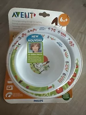 Philips Avent Toddler Bowl Set Bunny Carrot Numbers BPA Free HTF Discontinued • $16