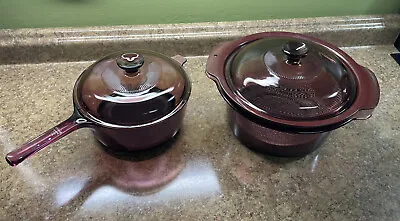 Corning Vision Ware 3.5l Stock Pot/steamer/basket & 2.5l Sauce Pan With Lid • $79