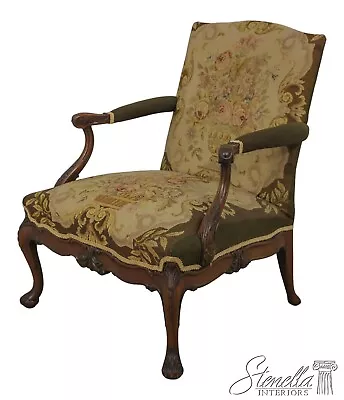 57441EC: Vintage Georgian Style Needlepoint Open Armchair • $1095