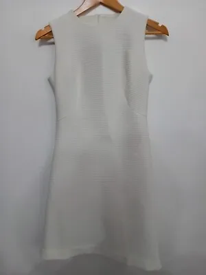 £28 • Buy Vintage 60's A-line Dress Size 32 Inch Chest Mods White Textured Fabric Motown