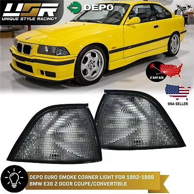 2 Day Euro Light Smoke Corner Light Pair For 92-99 BMW E36 3 Series Coupe • $40.71