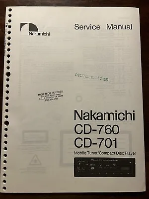 Nakamichi CD-760 CD-701 Mobile Tuner CD Player Service Manual Original Genuine • $49.99