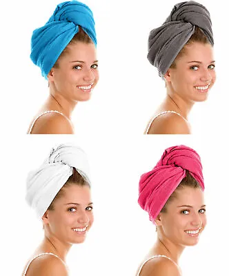 £4.29 • Buy 100%Egyptian Cotton Hair Turban Towel Cap Hair Drying Soft Wrap With Button Loop