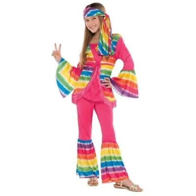 $17.99 • Buy L 12 14 GROOVY GIRL Hippie Tie Dye 3pc 60 70's Costume Halloween Flower Child 