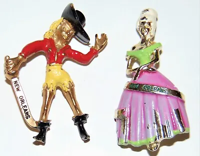 Vintage Mardi Gras New Orleans Pirate & Lady Brooch / Pin Lot • $24.99