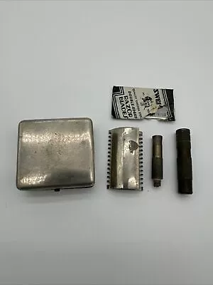 Vintage Portable Travel Safety Razor Set Original Compact Metal Case Germany • $0.99