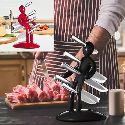 Stainless Steel Voodoo Man Knife Holder Kitchen Deco Human Knife Block Stand Red • $57.95