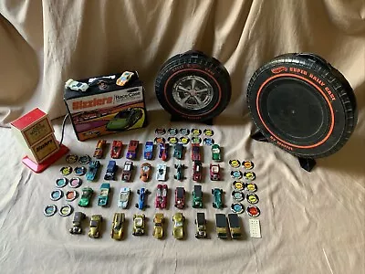 Vintage Redline Hot Wheels Lot Of 35 + Buttons/Badges + 3 Cases And Extras • $1750