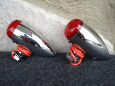 Surplus Harley & Custom Choppers Smooth Mini Bullet Red Turn Signal Lights • $23.95