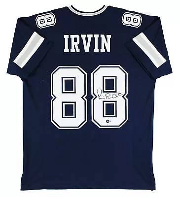 Michael Irvin Authentic Signed Navy Blue Pro Style Jersey Autographed BAS Wit • $179.99