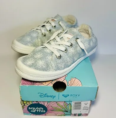 EUC Roxy Girl X Disney Bayshore III Sz 1 Youth Slip-On Shoes Little Mermaid Blue • $17.95