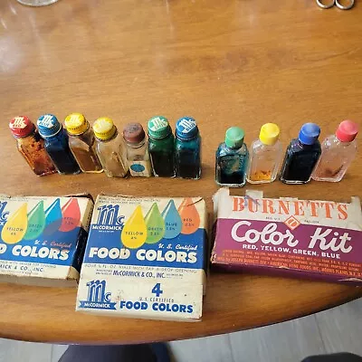 Vintage McCormick Food Coloring Glass Bottles Burnetts Color Kit • $31.57