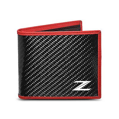 $68.99 • Buy For Nissan 370Z Z Logo Real Black Carbon Fiber Wallet With Red Stitched Edge