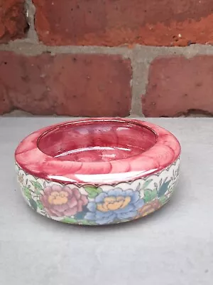 Vintage Maling Peony Rose Lustre Ware Small Round Bowl Pot Trinket Dish • £10