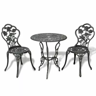 Cast Aluminum Rose Design Bistro Set Antique New Patio Furniture Green • $159.99