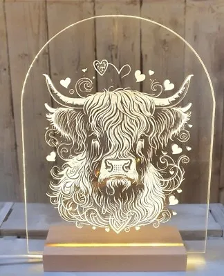 Highland Cow LED Light Lamp Gift • £15