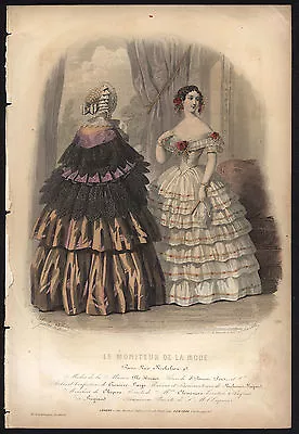 Jules David Hand-colored Lithograph Moniteur De La Mode Fashion Plate 1854 Paris • $50